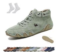 Men Women Handmade High Top Slip-On Boots Beck Shoes Outdoor Waterproof Non-Slip Lightweight Breathable Chukka Boots Casual Barefoot Sneakers for Hiking & Driving(Light green,3.5 UK)