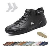 Men Women Handmade High Top Slip-On Boots Beck Shoes Outdoor Waterproof Non-Slip Lightweight Breathable Chukka Boots Casual Barefoot Sneakers for Hiking & Driving(Black,13 UK)