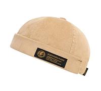 Men Women Hats Skullcap Beanie Worker Sailor Cap Brimless Cap Worker Hat Rolled Cuff Retro Fashion Brimless Hat with Adjustable Khaki