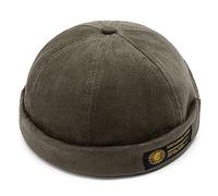 Men Women Hats Skullcap Beanie Worker Sailor Cap Brimless Cap Worker Hat Rolled Cuff Retro Fashion Brimless Hat with Adjustable Green