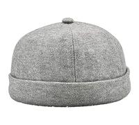 Men Women Hats Skullcap Beanie Worker Sailor Cap Worker Hat Rolled Cuff Retro Fashion Brimless Hat with Adjustable, Multiple Colour (Gray)