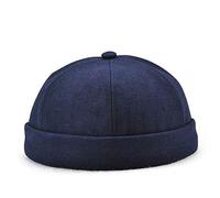 Men Women Hats Skullcap Beanie Worker Sailor Cap Worker Hat Rolled Cuff Retro Fashion Brimless Hat with Adjustable, Multiple Colour (Dark Bule)