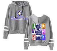 Men Women Hoodies Katseye Graphic Pocketless Design with Parallel Sleeves Pullover Unisex Fashion Casual Sweatshirts-Grey||x_s