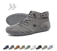 Men Women Italian Handmade High Top Slip-On Boots Beck Shoes Non-Slip Lightweight Breathable Chukka Boots Casual Barefoot Sneakers for Hiking & Driving(grey,4.5 UK)