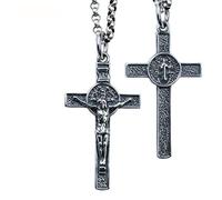 Men Women Jesus Christ Crucifix Pendant Necklace Chain,21.7Inch Chain, 19.7 inch Chain