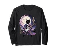Men Women Kids Japanese Art Samurai Cat Lovers Long Sleeve T-Shirt