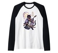 Men Women Kids Japanese Art Samurai Cat Lovers Raglan Baseball Tee