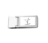 Men Women Kissing Love Art Deco Fashion Slim Money Clip Stainless Holder Pocket Wallet