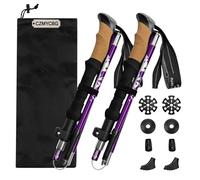 Men & Women Lightweight Aluminum Alloy Hiking Poles, 2-Pack Adjustable Trekking Poles for Backpacking, Folding Trail Walking Sticks With Cork Handles & Quick Lock System(Purple)