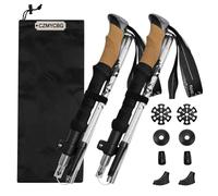 Men & Women Lightweight Aluminum Alloy Hiking Poles, 2-Pack Adjustable Trekking Poles for Backpacking, Folding Trail Walking Sticks With Cork Handles & Quick Lock System(Silver)