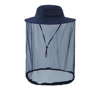 Men Women Mosquito Net Cover Sun Hat Unisex Adults Outdoor Isolation Midge Bee Feeding Mask Face Mesh Safari Cap Wide Brim Breathable Sunshade Hat for Fishing Hiking Camping Gardening Navy Blue
