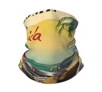 Men Women Neck Gaiter Welcome To Cuba Artsy Print With Classic Car Beach Ocean Palms Neck Warmer Quick Drying Bandana Warmer Headwear For Climbing Running Yoga