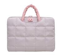 Men Women Nylon Puffy Laptop Handbag Large Capacity Computer Messenger Purse Solid Color with Zipper for Business Work Office Travel (Grey 14in)