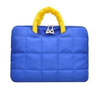 Men Women Nylon Puffy Laptop Handbag Large Capacity Computer Messenger Purse Solid Color with Zipper for Business Work Office Travel (Blue 13in)