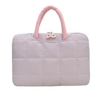 Men Women Nylon Puffy Laptop Handbag Large Capacity Computer Messenger Purse Solid Color with Zipper for Business Work Office Travel (Grey 14in) (灰色)