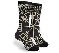 Men Women Office Socks Black Viking Design Magical Runic Compass Mens Socks Super Soft Crew Socks Casual Fun Dress Socks For Outdoor Hiking Camping