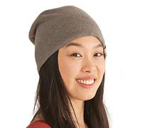 Men & Women Organic Cotton Beanie, Reversible Lightweight Summer Slouchy Knit Hat Made in Japan, Great for Chemo Headwear, Brown & Cream, One Size