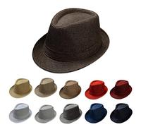 Men Women Panama Hat Fedora Trilby Straw Sun Hat Leather Belt Jazz Cap Hat Summer Beach Sun Hat Rollable Packable Straw-Fedora Hat Red