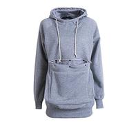 Men Women Pet Pouch Hoodie Long Sleeve Big Kangaroo Pocket Pullover Cat Puppy Holder Hooded Sweatshirt - grey - Large