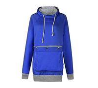Men Women Pet Pouch Hoodie Long Sleeve Big Kangaroo Pocket Pullover Cat Puppy Holder Hooded Sweatshirt - blue - Large