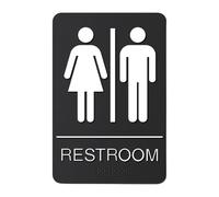 Men Women Restroom Sign - ABS Gender Neutral Universal Label, Commercial Bathroom Sticker, Double Sided Tape Mount | For Company Home Shopping Mall, ADA Compliant Decal, Toilet Door Identification