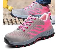 Men Women Safety Shoes (36-48), Non-Slip Steel Toe Cap Trainers, Mesh Breathable + Lightweight Comfortable + Puncture Proof, Summer,A-38EU