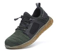 Men Women Safety Trainers Lightweight Steel Toe Cap Shoes Construction Work Reflective Work Safety Shoes Green 7 UK