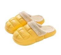 Men Women Slippers Waterproof Garden Clogs Furry Lined Wide Fit Slipper Cosy Soft Memory Foam Indoor Slides Outdoor Anti Skid Thick Sole Fleece Footwear (Yellow, 5)