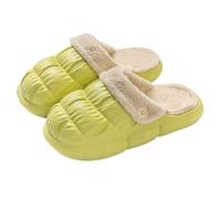 Men Women Slippers Waterproof Garden Clogs Furry Lined Wide Fit Slipper Cosy Soft Memory Foam Indoor Slides Outdoor Anti Skid Thick Sole Fleece Footwear (Green, 5)