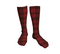 Men Women Socks Black Red Tartan Football Socks Moisture Wicking Men'S Dress Sock Durable Sport Sock, For Yoga, Baseball, Football, 50cm