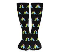 Men Women Socks Cute Cartoon Budgie Couple Crew Socks Comfortable Football Socks Unisex Men'S Dress Sock, For Outdoor, Walking, 40Cm