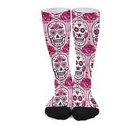 Men Women Socks Pink Sugar Skulls Crew Socks Hard Wearing Dress Socks Moisture Wicking Running Socks, For Casual Wear, Walking, Football, 40Cm