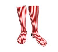Men Women Socks Red White Vertical Stripe Sport Sock Soft Ladies Socks Comfortable Boot Socks, For Basketball, Sports, Trekking, 50cm