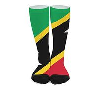 Men Women Socks Saint Kitts And Nevis Flag Men'S Dress Sock Breathable Crew Socks Comfortable Running Socks, For Hiking, Casual Wear, Basketball, 40Cm