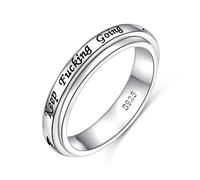 Men Women Spinner Ring 925 Sterling Silver Moon Star Fidget Rings for Anxiety Stress Relieving ADHD Autism Rings with Message Keep Going This Too Shall Pass Inspirational Band Ring, 9 UK, Sterling