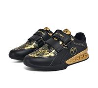 Men Women Squat Shoes with Dual Straps, Rigid TPU Heel Powerlifting Deadlift Gym Training Trainers, Honeycomb Anti-Slip Sole Black