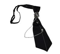 Men Women Steampunk Black Necktie Gothic For Metal Chain Crystal Pendant Jewelry Bowtie Adjustable Pre-Tied Bow Tie For Banquet Evening Party Neck Tie