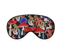 Men Women Travel Sleep Mask Compatible with Cool Trippy Mushrooms Blindfold, Lightweight and Comfortable Adjustable Eye Masks Night Blindfold Eyeshade for Sleeping, Travel, Shift Work, Nap