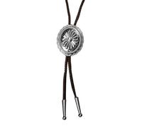 Men Women Vintage Bolotie Metal Flower Jewelry Braided Leather Rope Necktie Western Necklace with Feathered