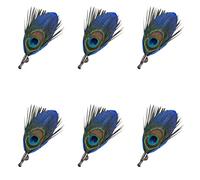 Men Women Vintage Peacock Feather Brooch Pins Wedding Suit Corsage Lapel Pin Brooch, 6pcs