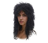 Men Women Vintage Rock Singer Wig Long Curly Disco Hairpiece 70s 80s Party Unisex Fancy Costume Accessory Hippie Crazy Wig for Halloween Carnival Cosplay