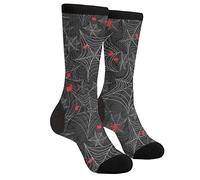 Men Women Warmer Socks Gothic Halloween Spider Web Goth Red Black Walking Socks Comfortable Athletic Crew Socks Funky Funky Socks For Sport Running Hiking
