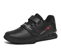 Men Women Weightlifting Powerlifting Shoes Non-Slip Squat Deadlift Fitness Sneakers for Gym Cross Training,Black,8 UK