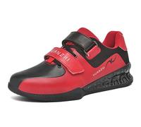 Men Women Weightlifting Powerlifting Shoes Non-Slip Squat Deadlift Fitness Sneakers for Gym Cross Training,Red,5 UK