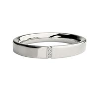 Men Women White Gold Promise Ring White Gold/Platinum | 1PC Simple Polished Wedding Bands Ring with 3Pcs Moissanite