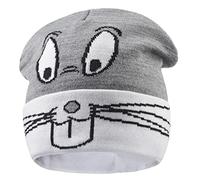 Men Women Winter Beanie Hat Knitted Worm Cat, Mouse Animal PatternGrey-White