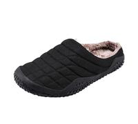 Men Women Winter Large Size Oversized Plain Thick Warm Cotton Slippers Indoor Outdoor Non-Slip Soft Inner Layer Home Shoes Fitness Shoes, black, 10 UK