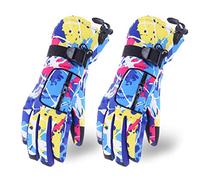 Men Women Winter Warm Snow Ski Gloves Colorful Graffiti Printed Thermal Plush Lined Outdoor Cycling Snowboard Mittens Kids Gloves
