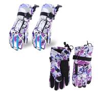 Men Women Winter Warm Snow Ski Gloves Colorful Graffiti Printed Thermal Plush Lined Outdoor Cycling Snowboard Mittens Kids Gloves