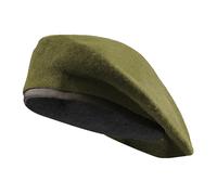 Men Women Wool Vintage Beret Unisex Adults Solid Color Adjustable Drawstring Thermal Beanie with Leather Sweatband Autumn Winter Headwear Classic Army Style Beret Green